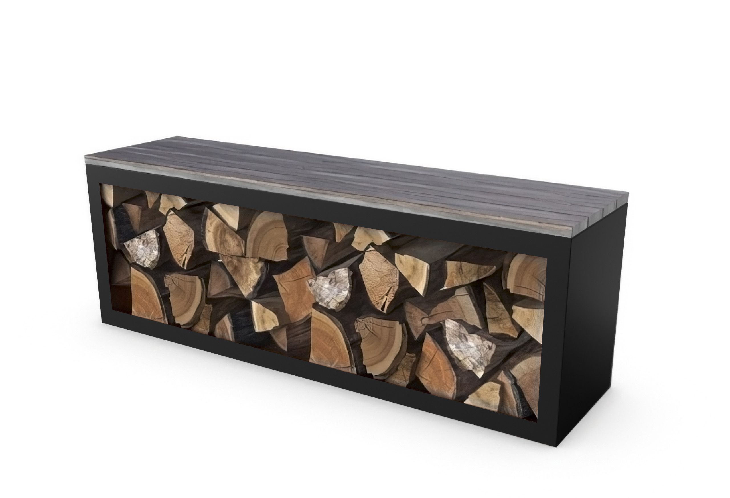 Geroba Geroba Beltza HS1 zitbank met houtopslag 1500x385x500mm - zwart