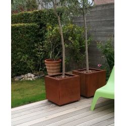 Geroba vierkante plantenbak Quadra B4 600x600x600mm - Cortenstaal