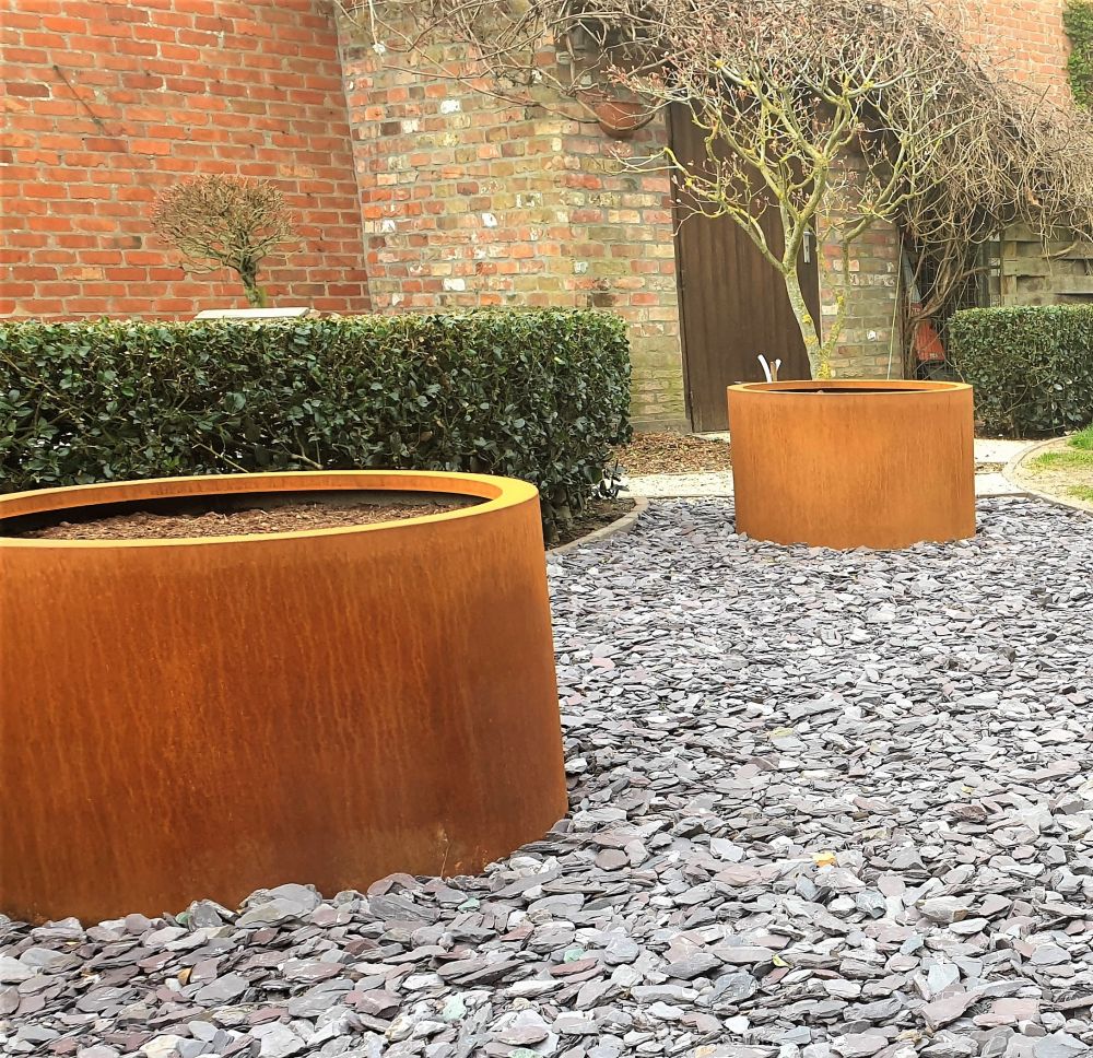 Geroba Geroba Ronda B1 ronde plantenbak met bodem 1200x800mm - Cortenstaal