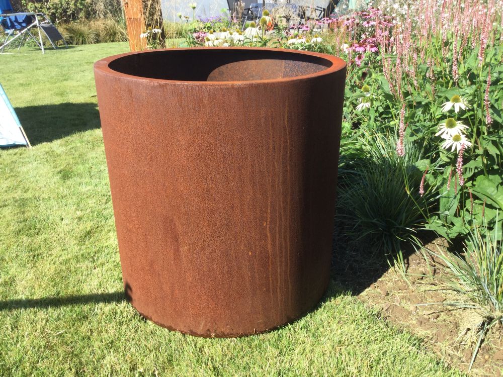 Geroba Geroba Ronda B6 ronde plantenbak met bodem 800x800mm - Cortenstaal