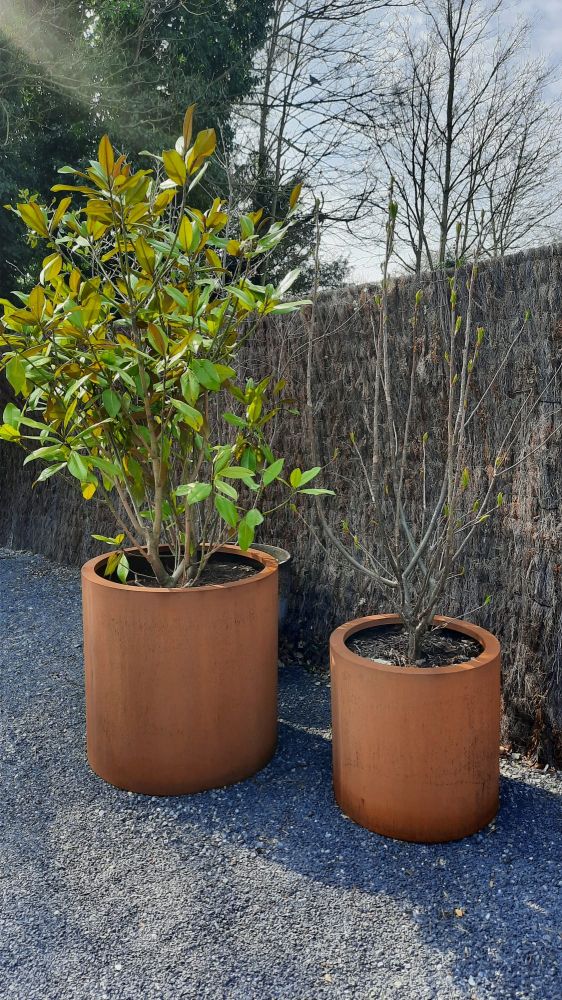 Geroba Geroba Ronda B7 ronde plantenbak met bodem 600x600mm - Cortenstaal