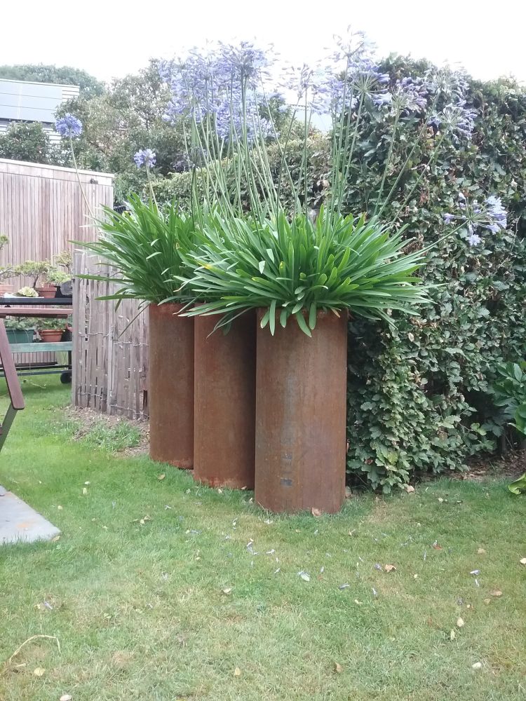 Geroba Geroba Ronda B8 ronde plantenbak met bodem 350x1000mm - Cortenstaal