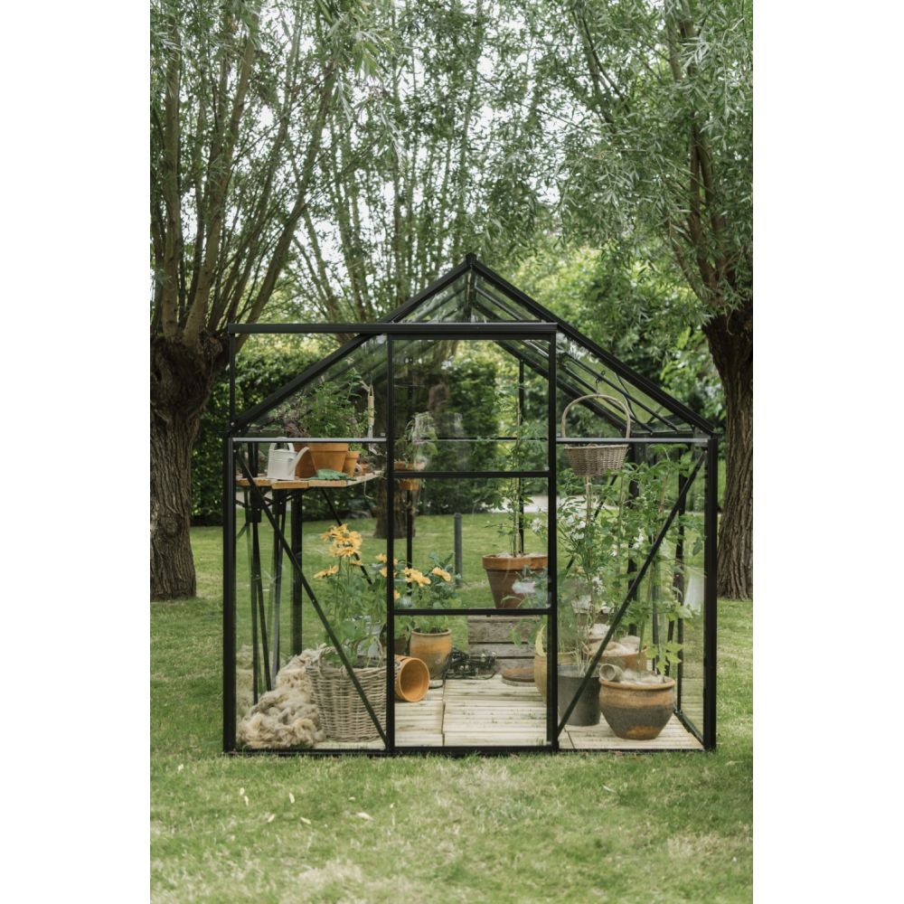 Royal Well tuinkas Kate 3 met veiligheidsglas en fundering - zwart