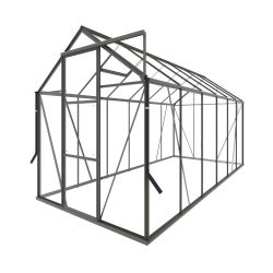 Royal Well tuinkas Kate 4 met veiligheidsglas en fundering - groengrijs