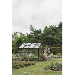 Royal Well tuinkas Mary 2 met veiligheidsglas en fundering - groengrijs