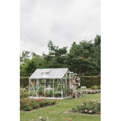 Royal Well tuinkas Mary 2 met veiligheidsglas en fundering - wit