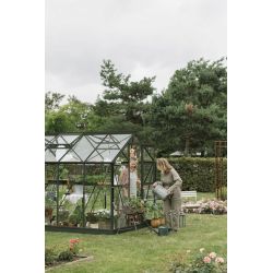 Royal Well tuinkas Mary 4 met veiligheidsglas en fundering - groengrijs