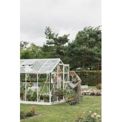 Royal Well tuinkas Mary 4 met veiligheidsglas en fundering - wit