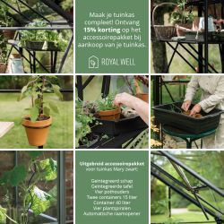 Royal Well tuinkas Mary 4 met veiligheidsglas en fundering - zwart