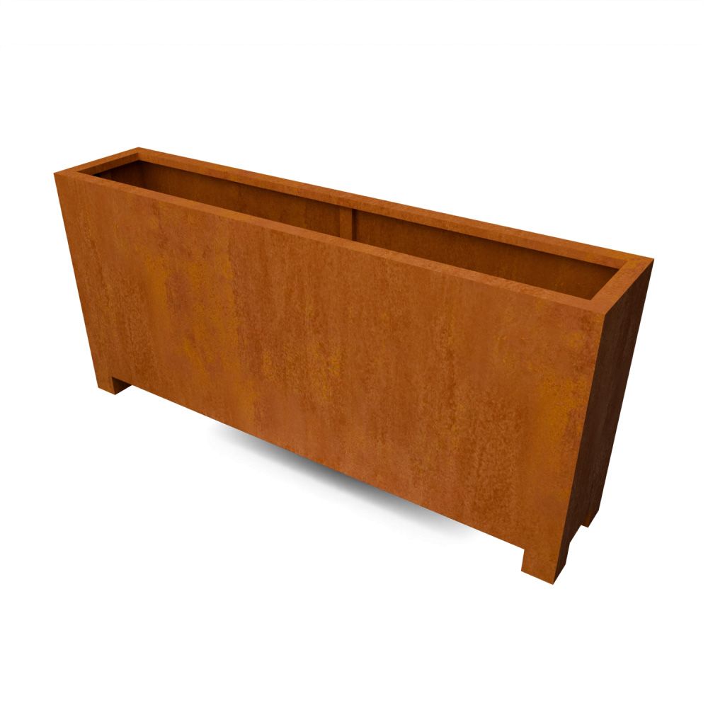 Geroba vierkante plantenbak op pootjes Artesa LF15 2000x400x900mm - Cortenstaal