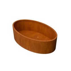 Geroba Ovalu plantenbak ovaal met bodem BC2 2000x1200x600mm - Cortenstaal