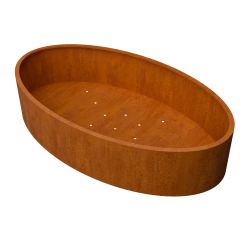 Geroba Ovalu plantenbak ovaal met bodem BC3 2800x1600x600mm - Cortenstaal