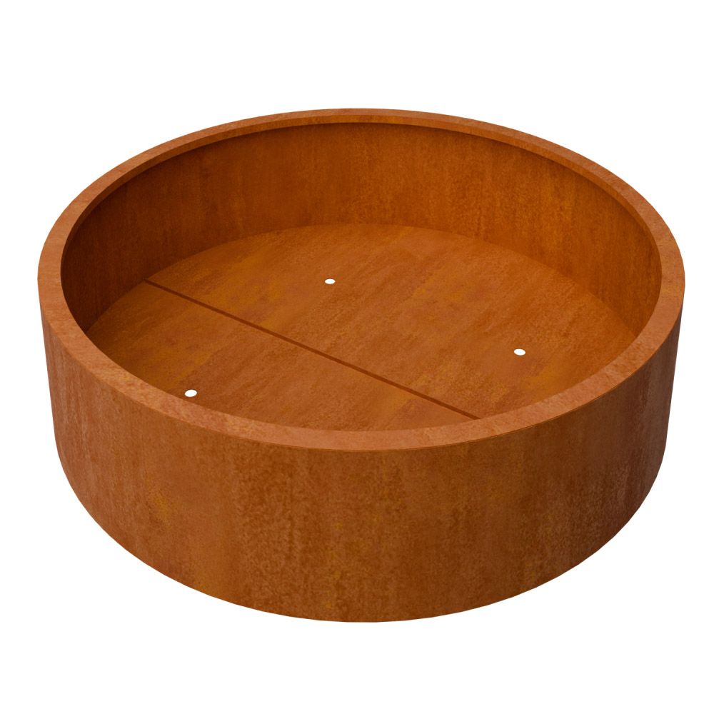 Geroba RondaB12 ronde plantenbak met bodem 1500x400mm - Cortenstaal