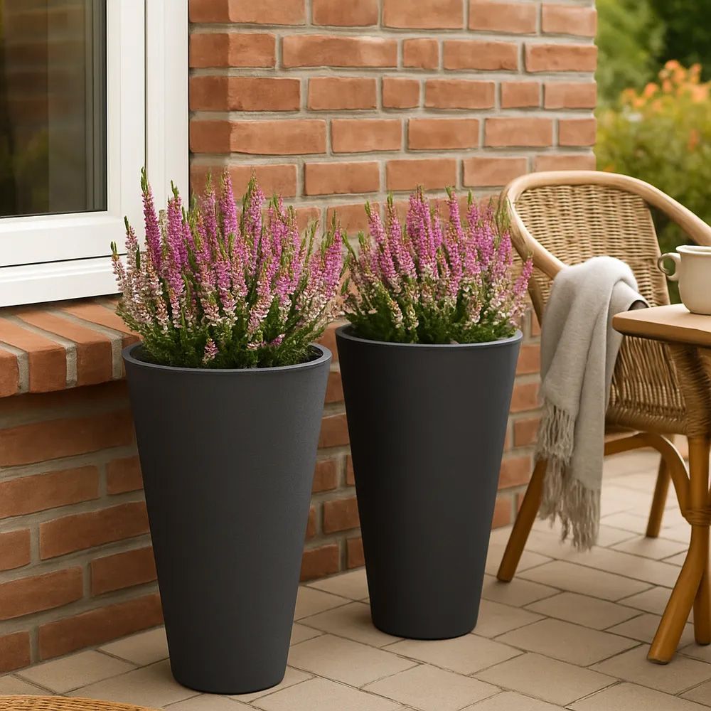 4gardenz 4gardenz Stone pilaar ronde plantenbak 35x55cm - steengrijs