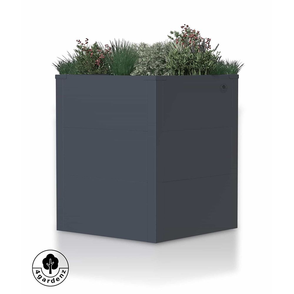 4gardenz vierkante plantenbak met verhoogde bodem 50x50x60cm - antraciet