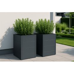 4gardenz vierkante plantenbak met verhoogde bodem 50x50x60cm - antraciet