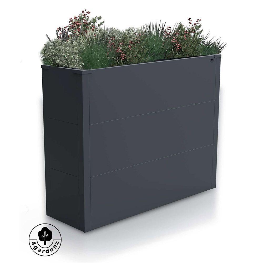 4gardenz rechthoekige plantenbak met verhoogde bodem 100x30x77cm - antraciet