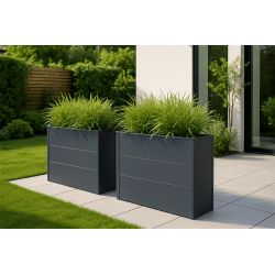4gardenz rechthoekige plantenbak met verhoogde bodem 100x30x77cm - antraciet