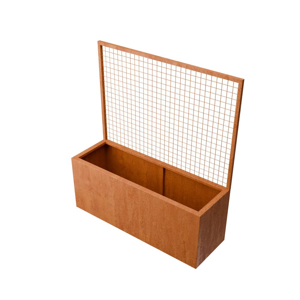 Geroba Verta C1 rechthoekige plantenbak met plantenklimrek 1500x500x1630mm - Cortenstaal