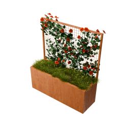 Geroba Verta C1 rechthoekige plantenbak met plantenklimrek 1500x500x1630mm - Cortenstaal