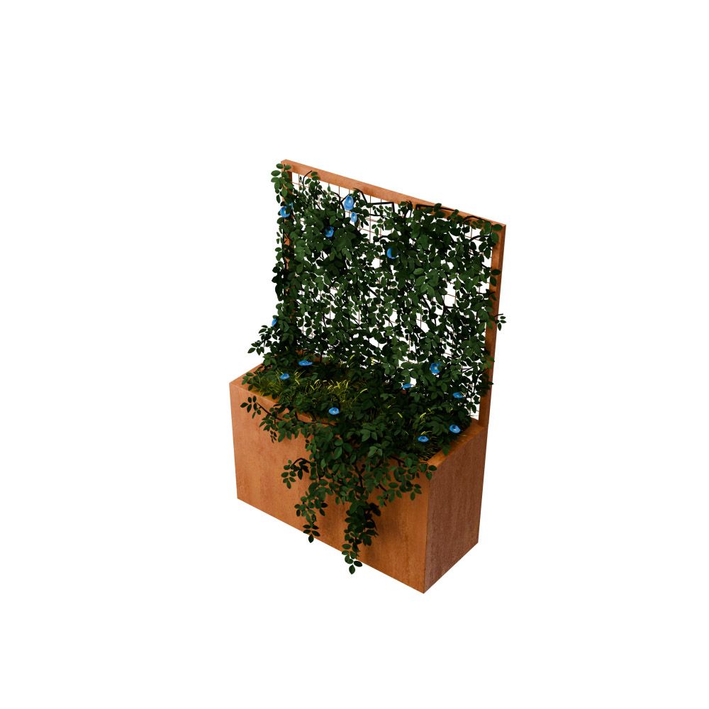 Geroba Geroba Verta C2 rechthoekige plantenbak met plantenklimrek 1000x400x1430mm - Cortenstaal