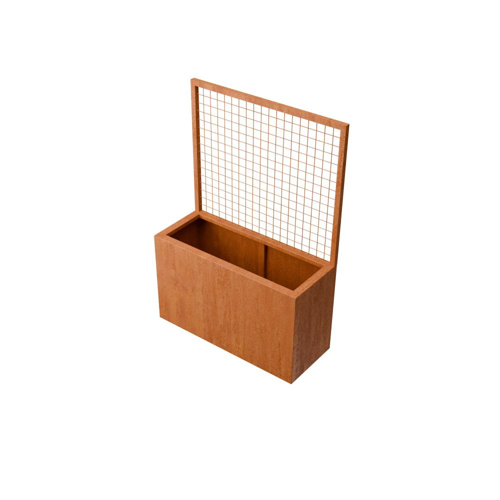 Geroba Verta C2 rechthoekige plantenbak met plantenklimrek 1000x400x1430mm - Cortenstaal