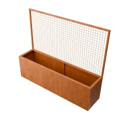 Geroba Verta C3 rechthoekige plantenbak met plantenklimrek 2000x500x1630mm - Cortenstaal