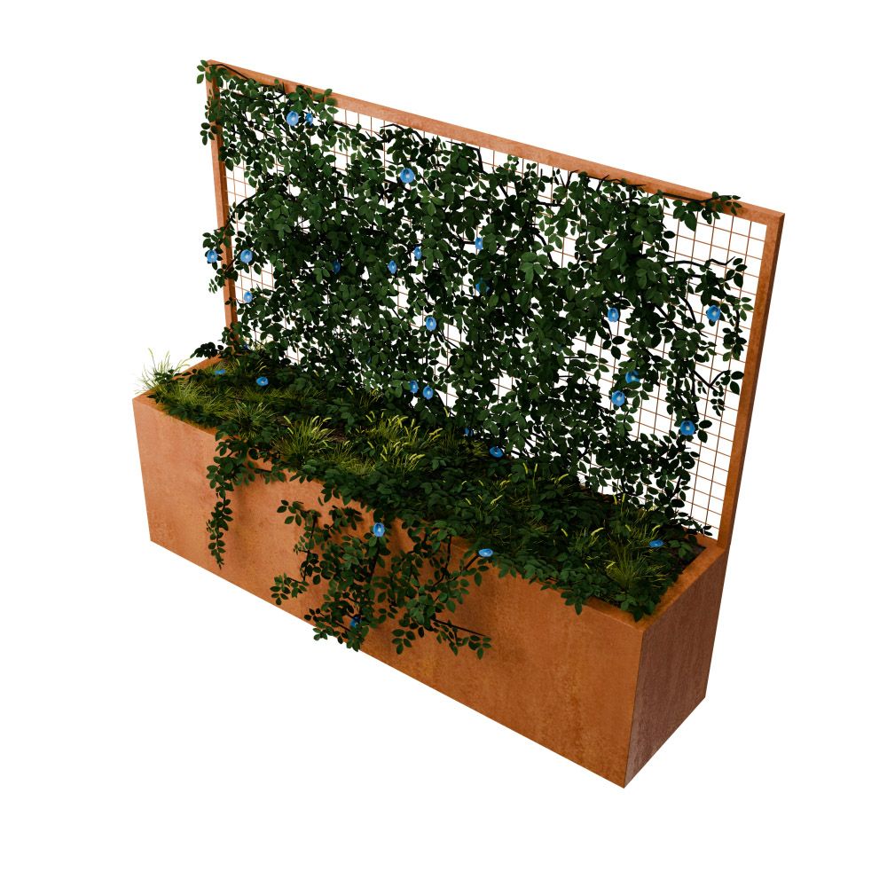 Geroba Geroba Verta C3 rechthoekige plantenbak met plantenklimrek 2000x500x1630mm - Cortenstaal