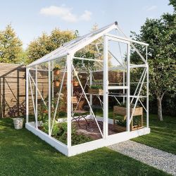 Royal Well tuinkas Mary 1 met veiligheidsglas en fundering - wit