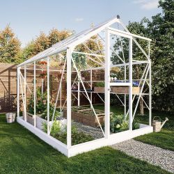 Royal Well tuinkas Mary 2 met veiligheidsglas en fundering - wit