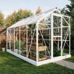 Royal Well tuinkas Mary 3 met veiligheidsglas en fundering - wit