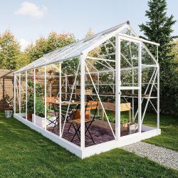 Royal Well tuinkas Mary 4 met veiligheidsglas en fundering - wit