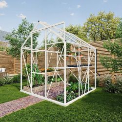 Royal Well tuinkas Kate 1 met veiligheidsglas en fundering - wit