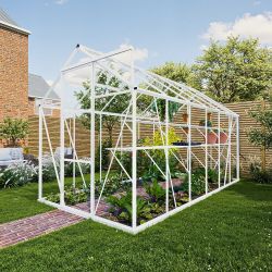 Royal Well tuinkas Kate 4 met veiligheidsglas en fundering - wit