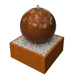 Geroba Globo C1 watertafel vierkant met ronde bol - Cortenstaal