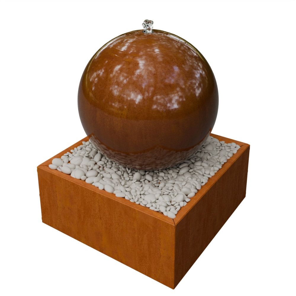 Geroba Globo C1 watertafel vierkant met ronde bol - Cortenstaal