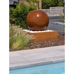 Geroba Globo C1 watertafel vierkant met ronde bol - Cortenstaal