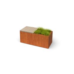 Geroba Florisa C1 hardhouten zitbank met plantenbak 1000x400x420mm - Cortenstaal