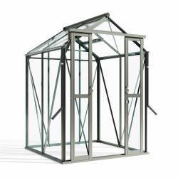 Royal Well Anne 1 tuinkas met veiligheidsglas en fundering - groengrijs