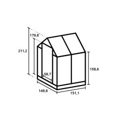 Royal Well Anne 1 tuinkas met veiligheidsglas en fundering - groengrijs