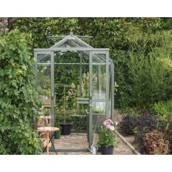 Royal Well Anne 2 tuinkas met veiligheidsglas en fundering - groengrijs