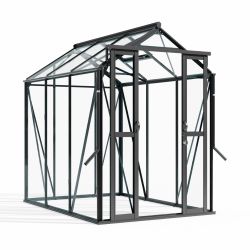 Royal Well Anne 2 tuinkas met veiligheidsglas en fundering - zwart