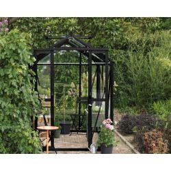 Royal Well Anne 2 tuinkas met veiligheidsglas en fundering - zwart