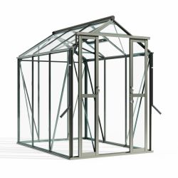 Royal Well Anne 3 tuinkas met veiligheidsglas en fundering - groengrijs