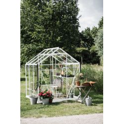 Royal Well Kate 1 tuinkas met veiligheidsglas en fundering - wit