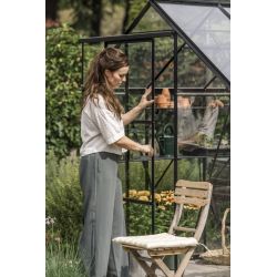 Royal Well Kate 1 tuinkas met veiligheidsglas en fundering - zwart