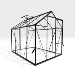 Royal Well Kate 2 tuinkas met veiligheidsglas en fundering - zwart