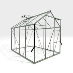 Royal Well Kate 2 tuinkas met veiligheidsglas en fundering - groengrijs