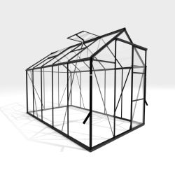 Royal Well Kate 3 tuinkas met veiligheidsglas en fundering - zwart