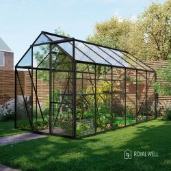 Royal Well Kate 4 tuinkas met veiligheidsglas en fundering - zwart